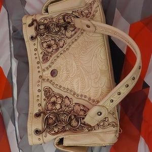 Montana West cream leather ccw hand bag
